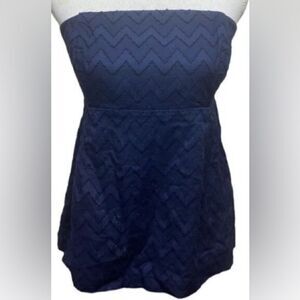 Vineyard Vines Women's Navy Blue Chevron Strapless Tube Corset Top Size 8